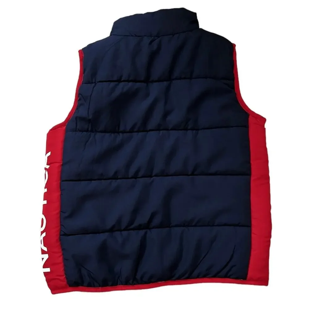 Nautica Boys Navy Red Colorblock Logo Puffer Vest 4